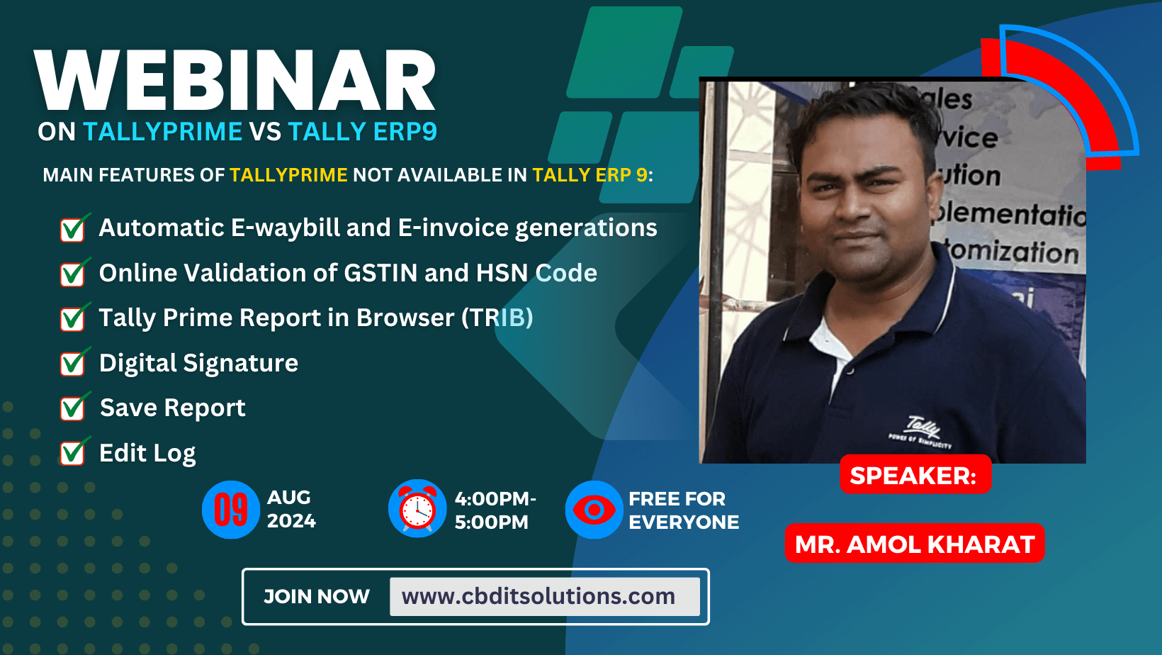 Why TallyPrime instead of Tally ERP 9.0| 09 Aug 2024 | 4:00 PM