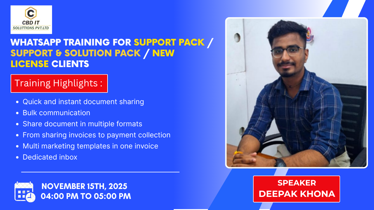 WhatsApp Training for SUPPORT PACK / SUPPORT & SOLUTION PACK / NEW LICENSE Clients